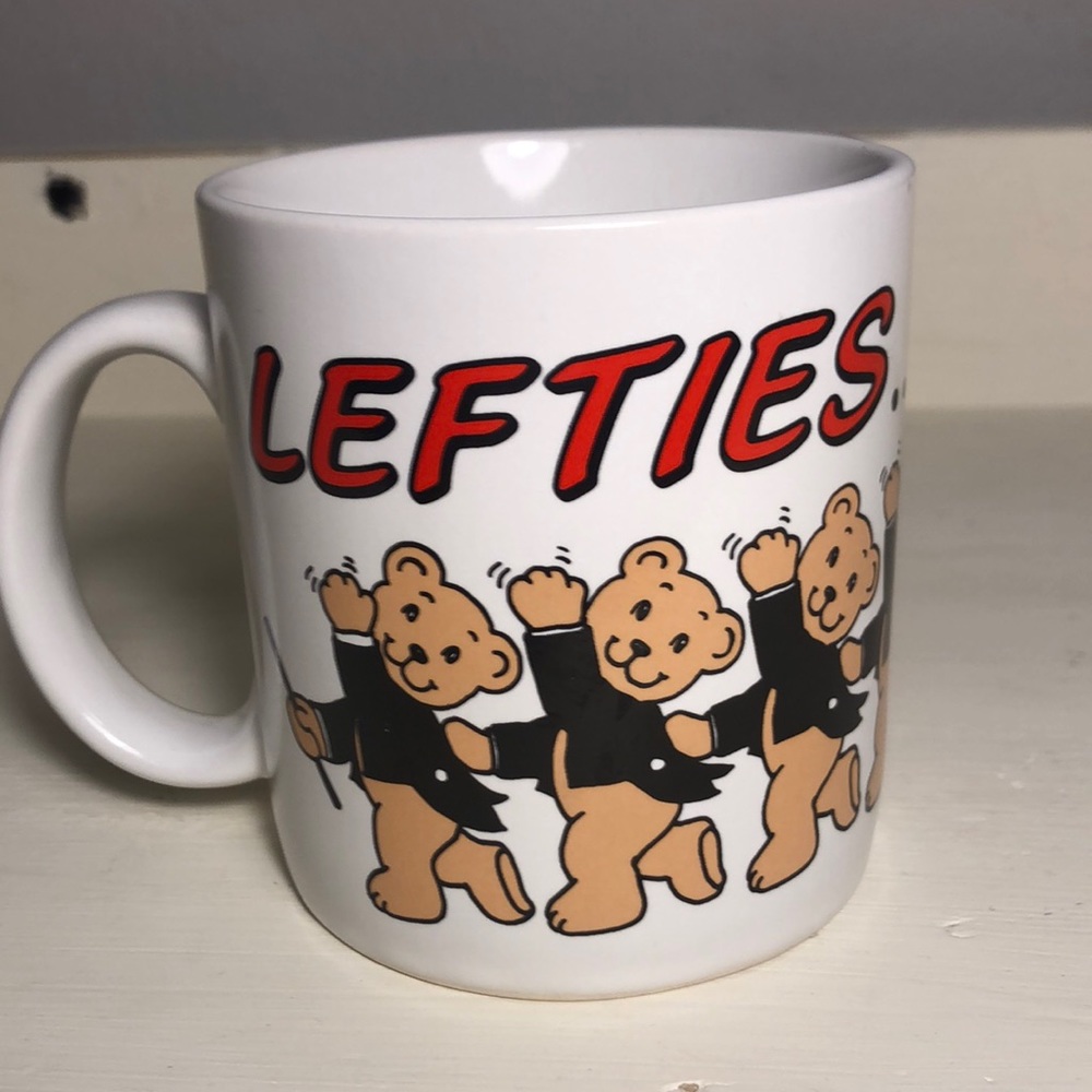 “Lefties…Do It Best” dancing bears coffee mug/cup